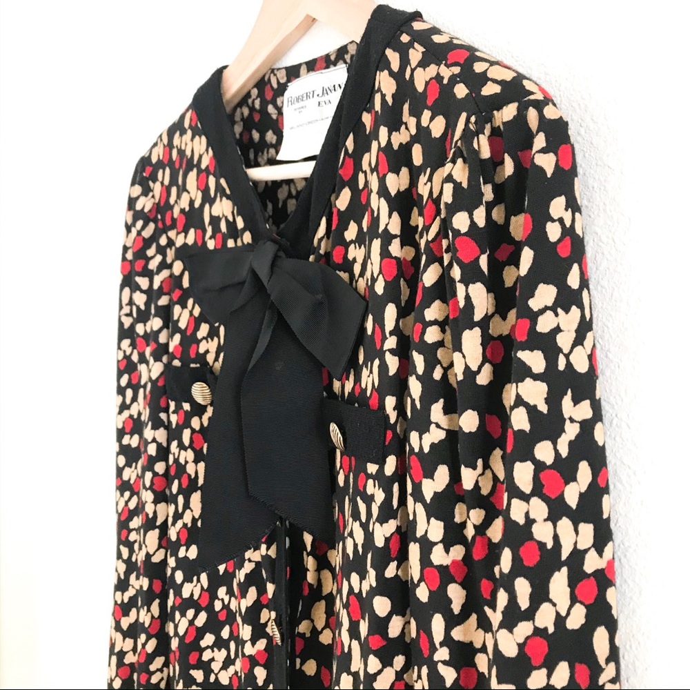 Vintage Robert Janan Bow Neck Long Sleeve Dress